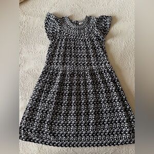 Loft Black w/White Embroidery Tiered Swing Dress. Sz XS